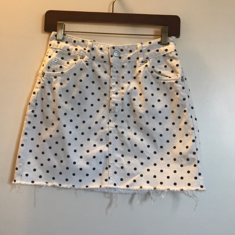 Topshop Black and White Polka Dot Mini Skirt